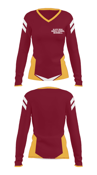 Women's Long Sleeve Vneck Shirt, Alice Deal Middle School Baseball, Baseball, Teamtime, Team time, sublimation, custom sports apparel, team uniforms, spirit wear, spiritwear, sports uniforms, custom shirts, team store, custom team store, fundraiser sports, apparel fundraiser