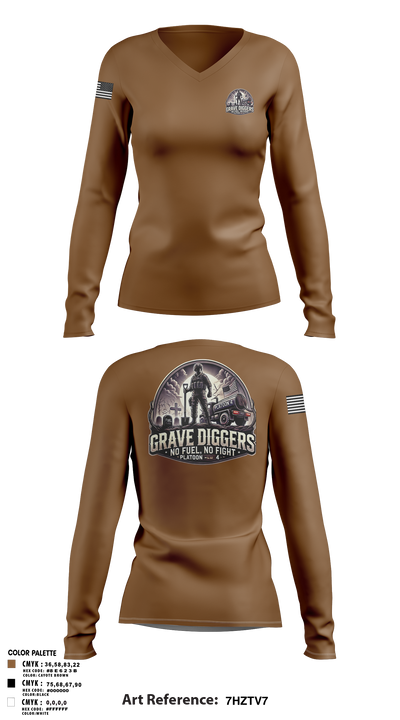 Gravediggers 54270931 Women's Long Sleeve V-neck Shirt - 105