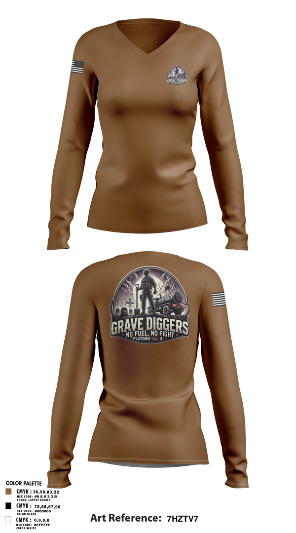 Womens Long Sleeve Vneck Shirt, Gravediggers, , Teamtime, Team time, sublimation, custom sports apparel, team uniforms, spirit wear, spiritwear, sports uniforms, custom shirts, team store, custom team store, fundraiser sports, apparel fundraiser