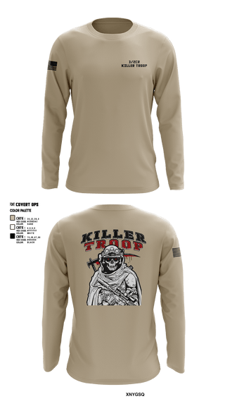 Long Sleeve Performance Shirt, 3/2CR Killer Troop, Army, Teamtime, Team time, sublimation, custom sports apparel, team uniforms, spirit wear, spiritwear, sports uniforms, custom shirts, team store, custom team store, fundraiser sports, apparel fundraiser