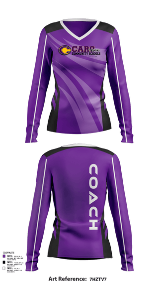Womens Long Sleeve Vneck Shirt, Caro High School Volleyball, Women's Volleyball, Teamtime, Team time, sublimation, custom sports apparel, team uniforms, spirit wear, spiritwear, sports uniforms, custom shirts, team store, custom team store, fundraiser sports, apparel fundraiser
