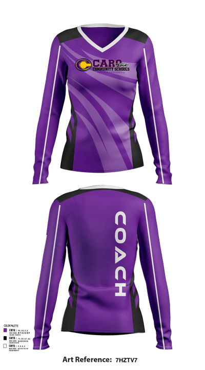 Caro High School Volleyball 92825459 Women's Long Sleeve V-neck Shirt - 127