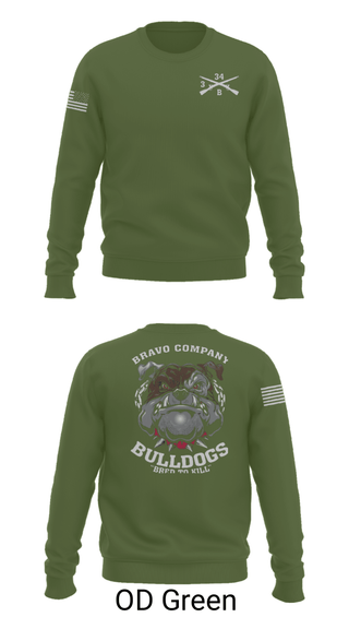 Crew Neck Sweatshirt, B/3-34 Bulldogs, Army, Teamtime, Team time, sublimation, custom sports apparel, team uniforms, spirit wear, spiritwear, sports uniforms, custom shirts, team store, custom team store, fundraiser sports, apparel fundraiser