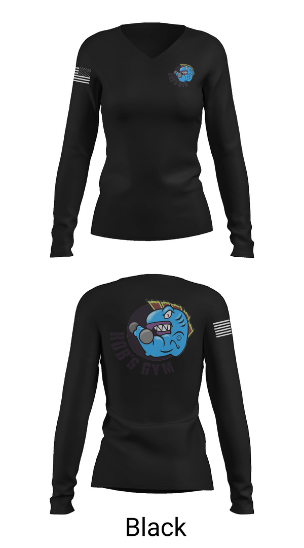 Womens Long Sleeve Vneck Shirt, Robs Gym, Wrestling, Teamtime, Team time, sublimation, custom sports apparel, team uniforms, spirit wear, spiritwear, sports uniforms, custom shirts, team store, custom team store, fundraiser sports, apparel fundraiser