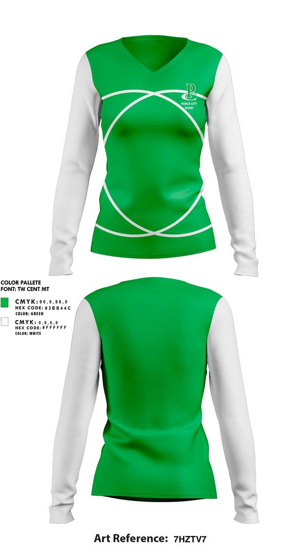 Womens Long Sleeve Vneck Shirt, Pierce City High School Band, Spirit Store, Teamtime, Team time, sublimation, custom sports apparel, team uniforms, spirit wear, spiritwear, sports uniforms, custom shirts, team store, custom team store, fundraiser sports, apparel fundraiser