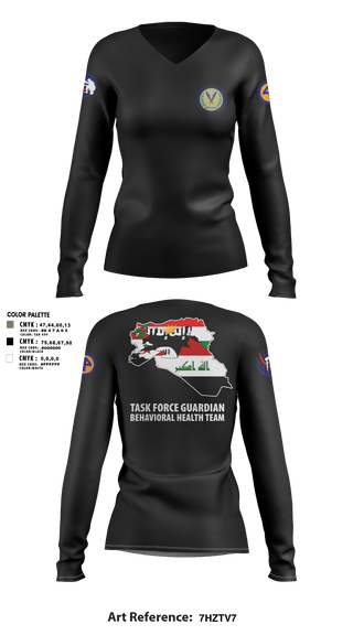 Womens Long Sleeve Vneck Shirt, 44th ICBT, National Guard, Teamtime, Team time, sublimation, custom sports apparel, team uniforms, spirit wear, spiritwear, sports uniforms, custom shirts, team store, custom team store, fundraiser sports, apparel fundraiser