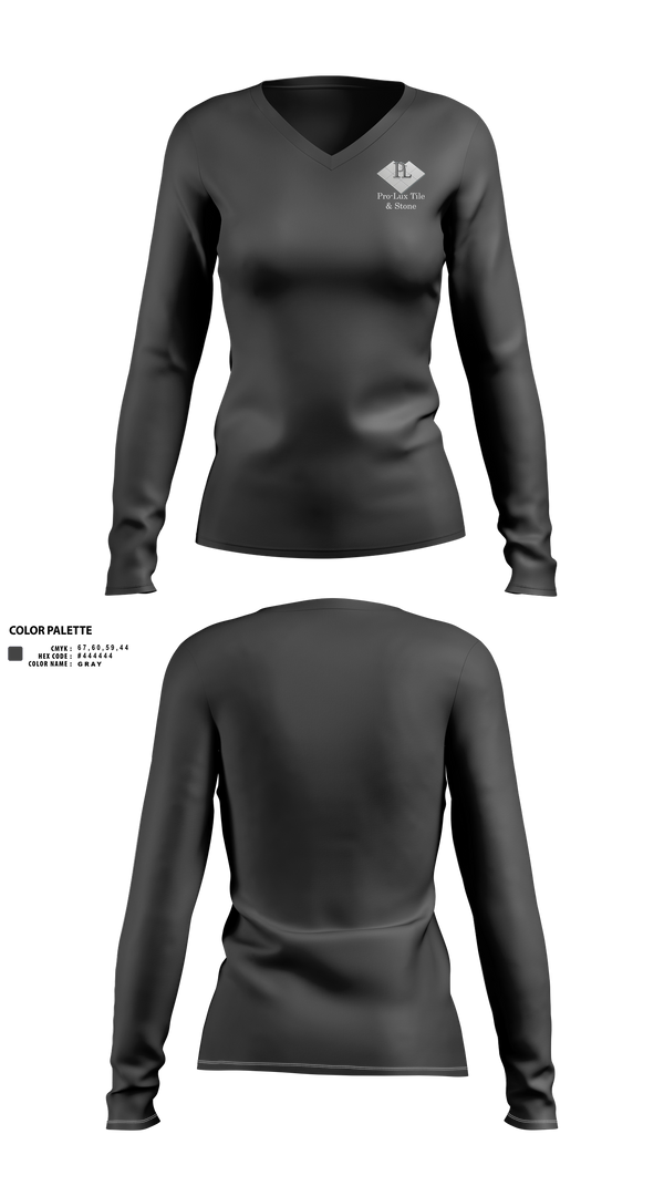 Womens Long Sleeve Vneck Shirt, Pro-Lux Tile & Stone, , Teamtime, Team time, sublimation, custom sports apparel, team uniforms, spirit wear, spiritwear, sports uniforms, custom shirts, team store, custom team store, fundraiser sports, apparel fundraiser