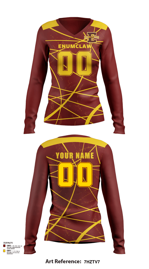 Womens Long Sleeve Vneck Shirt, Enumclaw High School Volleyball, Women's Volleyball, Teamtime, Team time, sublimation, custom sports apparel, team uniforms, spirit wear, spiritwear, sports uniforms, custom shirts, team store, custom team store, fundraiser sports, apparel fundraiser