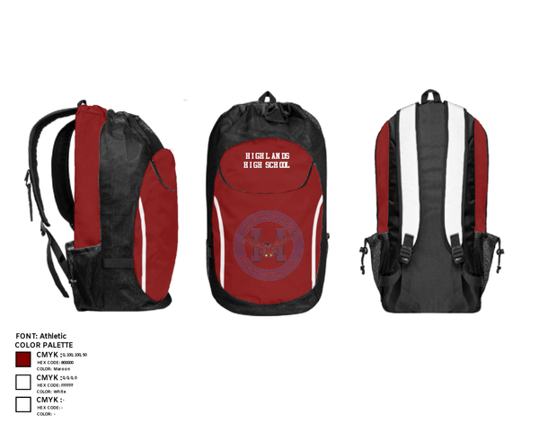 Gear Bag, Highlands High School, Spirit Store, Teamtime, Team time, sublimation, custom sports apparel, team uniforms, spirit wear, spiritwear, sports uniforms, custom shirts, team store, custom team store, fundraiser sports, apparel fundraiser