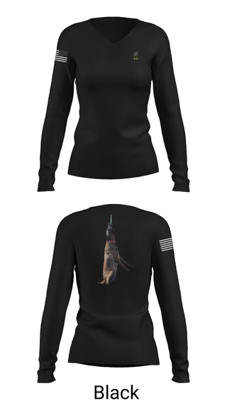 Womens Long Sleeve Vneck Shirt, Mals K9, Army, Teamtime, Team time, sublimation, custom sports apparel, team uniforms, spirit wear, spiritwear, sports uniforms, custom shirts, team store, custom team store, fundraiser sports, apparel fundraiser