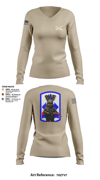 Womens Long Sleeve Vneck Shirt 1, Bad boyzBlue Ewok, Army, Teamtime, Team time, sublimation, custom sports apparel, team uniforms, spirit wear, spiritwear, sports uniforms, custom shirts, team store, custom team store, fundraiser sports, apparel fundraiser