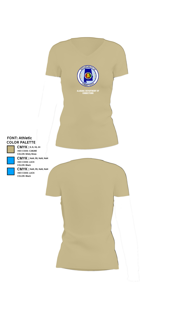 Womens Short Sleeve Vneck Shirt, Alabama Department of Corrections, Police, Teamtime, Team time, sublimation, custom sports apparel, team uniforms, spirit wear, spiritwear, sports uniforms, custom shirts, team store, custom team store, fundraiser sports, apparel fundraiser