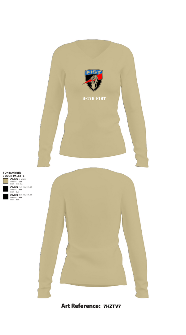 Womens Long Sleeve Vneck Shirt, 3-172 FiST, Army, Teamtime, Team time, sublimation, custom sports apparel, team uniforms, spirit wear, spiritwear, sports uniforms, custom shirts, team store, custom team store, fundraiser sports, apparel fundraiser