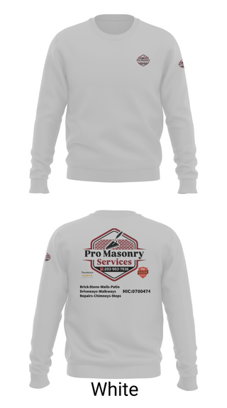 Crew Neck Sweatshirt, Pro Masonry Services LLC, , Teamtime, Team time, sublimation, custom sports apparel, team uniforms, spirit wear, spiritwear, sports uniforms, custom shirts, team store, custom team store, fundraiser sports, apparel fundraiser
