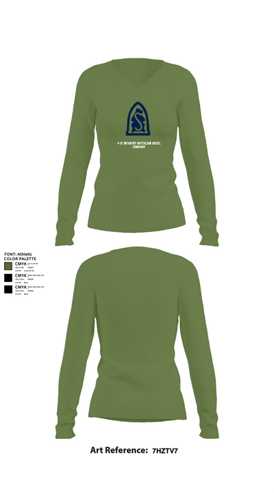 4-31 infantry battalion hotel company 62387368 Women's Long Sleeve V-neck Shirt -1 42