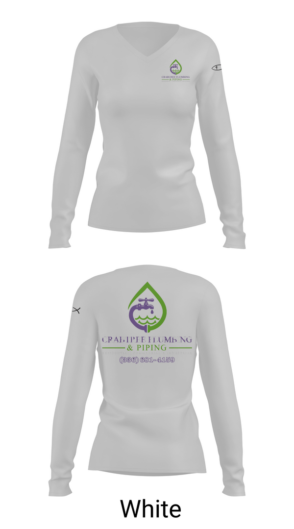 Womens Long Sleeve Vneck Shirt, Crabtree Plumbing & Piping, , Teamtime, Team time, sublimation, custom sports apparel, team uniforms, spirit wear, spiritwear, sports uniforms, custom shirts, team store, custom team store, fundraiser sports, apparel fundraiser