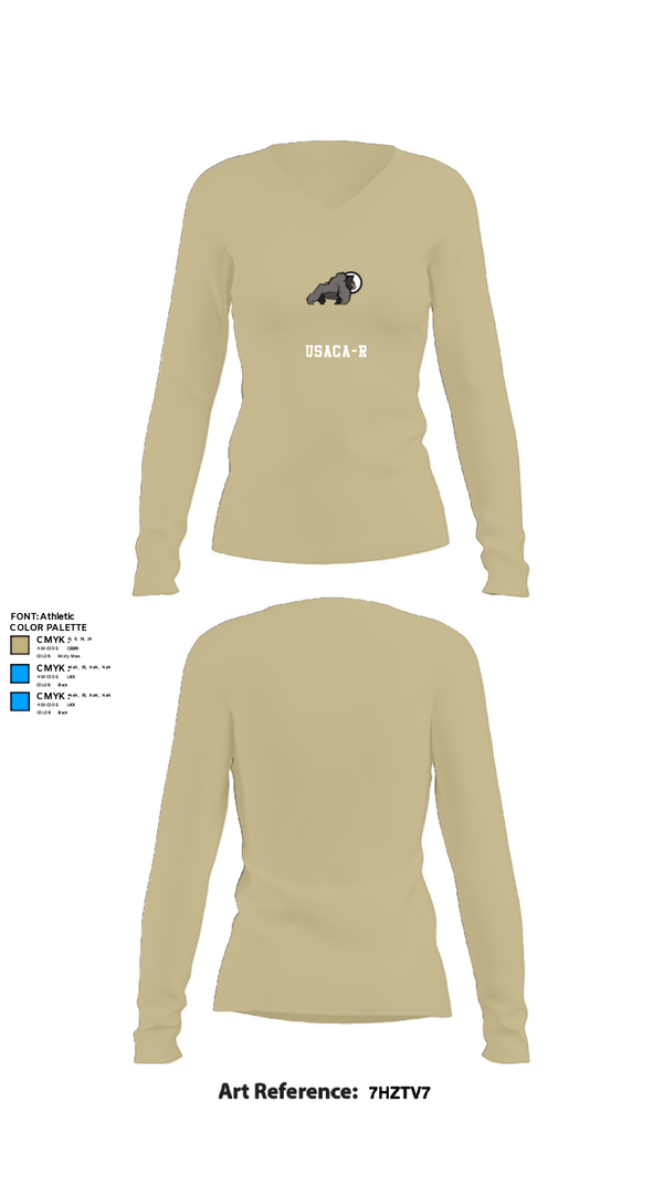 Womens Long Sleeve Vneck Shirt, USACA-R, Army, Teamtime, Team time, sublimation, custom sports apparel, team uniforms, spirit wear, spiritwear, sports uniforms, custom shirts, team store, custom team store, fundraiser sports, apparel fundraiser