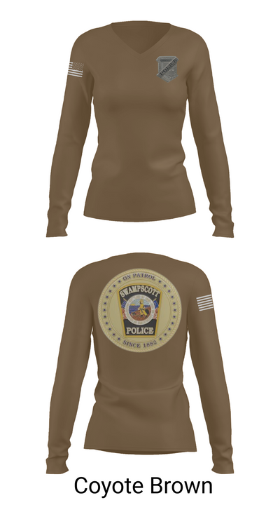 Swampscott Police 55581807 Women's Long Sleeve V-neck Shirt - 16