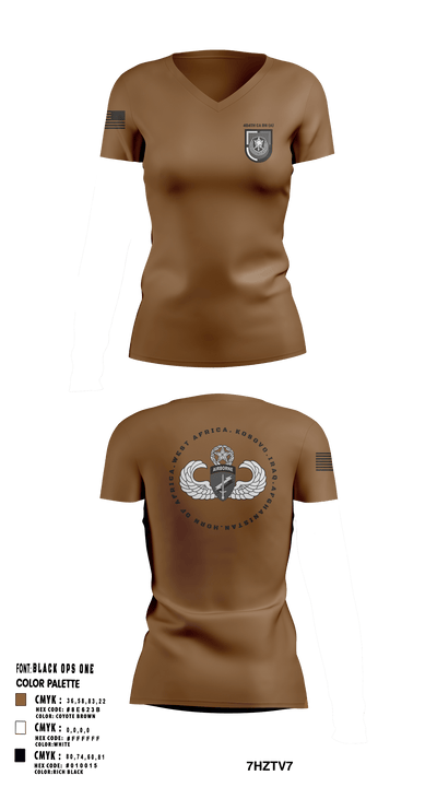 404 Civil Affairs Battalion (Airborne) 57315387 Women's Short Sleeve V-neck Shirt - 1