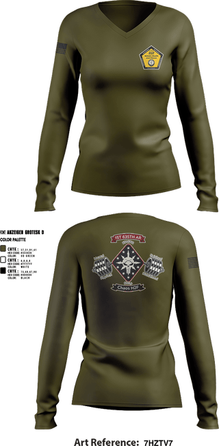 Womens Long Sleeve Vneck Shirt, Chaos Co, H2F, National Guard, Teamtime, Team time, sublimation, custom sports apparel, team uniforms, spirit wear, spiritwear, sports uniforms, custom shirts, team store, custom team store, fundraiser sports, apparel fundraiser