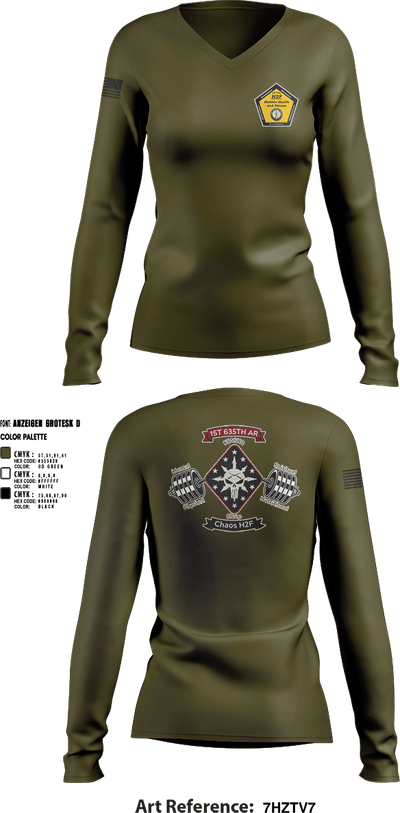 Chaos Co, H2F 60827617 Women's Long Sleeve V-neck Shirt - 2