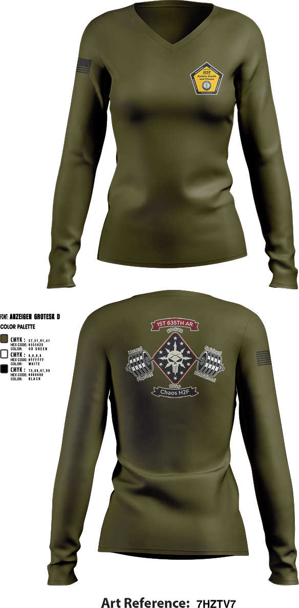 Womens Long Sleeve Vneck Shirt, Chaos Co, H2F, National Guard, Teamtime, Team time, sublimation, custom sports apparel, team uniforms, spirit wear, spiritwear, sports uniforms, custom shirts, team store, custom team store, fundraiser sports, apparel fundraiser