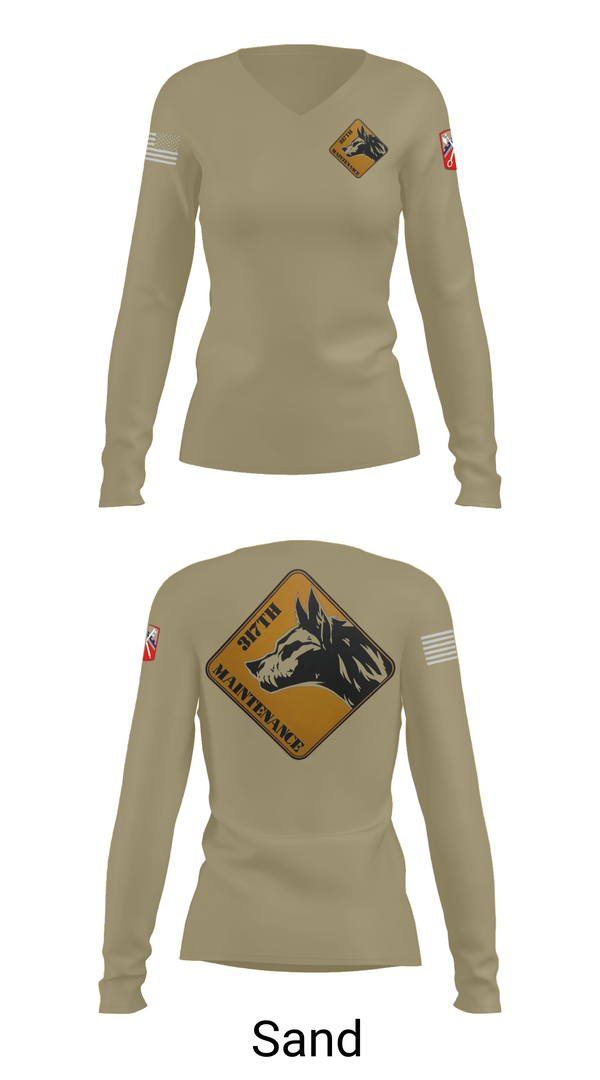 Womens Long Sleeve Vneck Shirt, 317th support maintenance company, Army, Teamtime, Team time, sublimation, custom sports apparel, team uniforms, spirit wear, spiritwear, sports uniforms, custom shirts, team store, custom team store, fundraiser sports, apparel fundraiser