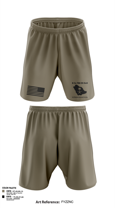 B Co 766 EN BeB 1st Platoon Armored Turtles Athletic Shorts With Pockets - 1
