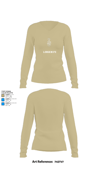 Womens Long Sleeve Vneck Shirt, Longknife, Army, Teamtime, Team time, sublimation, custom sports apparel, team uniforms, spirit wear, spiritwear, sports uniforms, custom shirts, team store, custom team store, fundraiser sports, apparel fundraiser