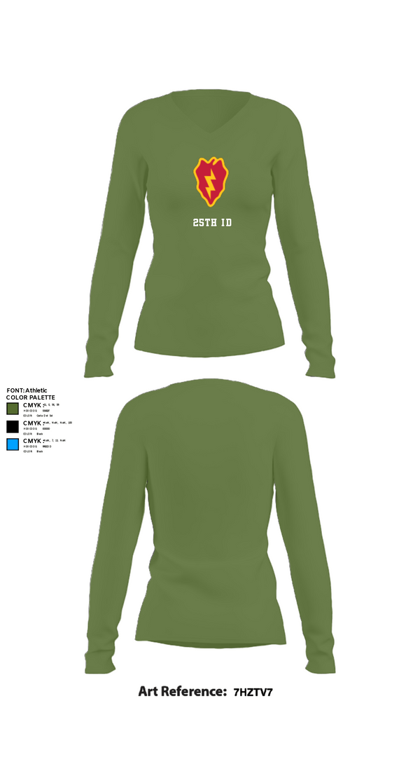 Women's Long Sleeve Vneck Shirt, 25th ID, Army, Teamtime, Team time, sublimation, custom sports apparel, team uniforms, spirit wear, spiritwear, sports uniforms, custom shirts, team store, custom team store, fundraiser sports, apparel fundraiser