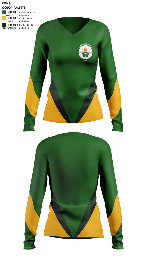 Womens Long Sleeve Vneck Shirt, Huron High School Golf, Golf, Teamtime, Team time, sublimation, custom sports apparel, team uniforms, spirit wear, spiritwear, sports uniforms, custom shirts, team store, custom team store, fundraiser sports, apparel fundraiser