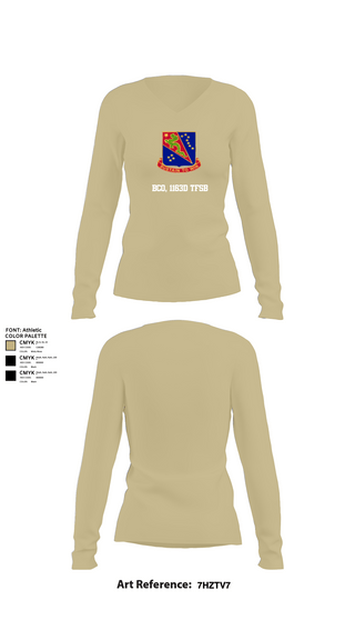 Womens Long Sleeve Vneck Shirt 1, BCO, 1163D TFSB, Army, Teamtime, Team time, sublimation, custom sports apparel, team uniforms, spirit wear, spiritwear, sports uniforms, custom shirts, team store, custom team store, fundraiser sports, apparel fundraiser