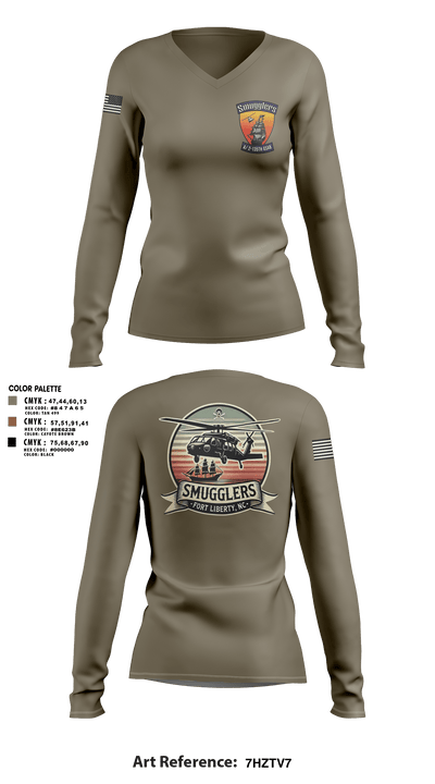 A/2135th GSAB “SMUGGLERS” 66831514 Women's Long Sleeve V-neck Shirt -1 114