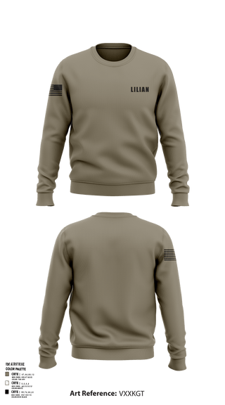 Crew Neck Sweatshirt, LILIAN, Army, Teamtime, Team time, sublimation, custom sports apparel, team uniforms, spirit wear, spiritwear, sports uniforms, custom shirts, team store, custom team store, fundraiser sports, apparel fundraiser