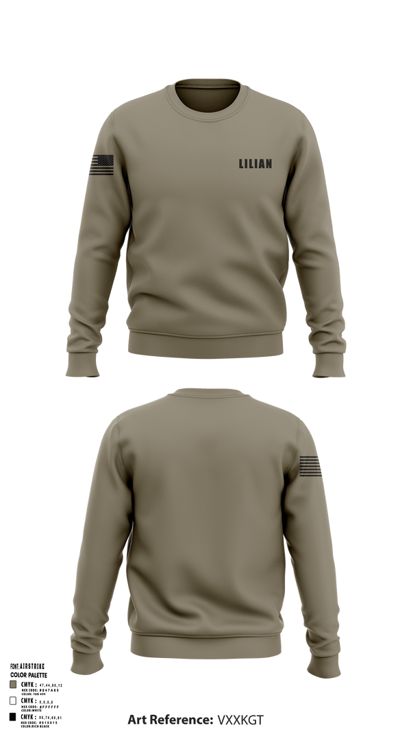 Crew Neck Sweatshirt, LILIAN, Army, Teamtime, Team time, sublimation, custom sports apparel, team uniforms, spirit wear, spiritwear, sports uniforms, custom shirts, team store, custom team store, fundraiser sports, apparel fundraiser
