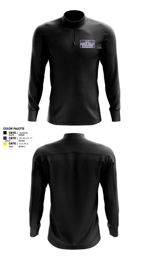 Quarter Zip Jacket, Garden Valley Wolverines, Spirit Store, Teamtime, Team time, sublimation, custom sports apparel, team uniforms, spirit wear, spiritwear, sports uniforms, custom shirts, team store, custom team store, fundraiser sports, apparel fundraiser