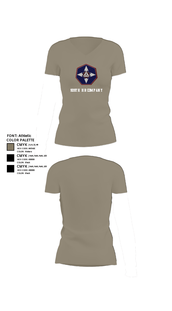 Women's Short Sleeve Vneck Shirt, 909th HR Company, Army, Teamtime, Team time, sublimation, custom sports apparel, team uniforms, spirit wear, spiritwear, sports uniforms, custom shirts, team store, custom team store, fundraiser sports, apparel fundraiser