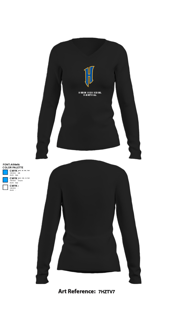 Womens Long Sleeve Vneck Shirt, Hudson High School Basketball, Men's Basketball, Teamtime, Team time, sublimation, custom sports apparel, team uniforms, spirit wear, spiritwear, sports uniforms, custom shirts, team store, custom team store, fundraiser sports, apparel fundraiser
