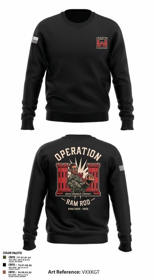 Crew Neck Sweatshirt, 305th En Co, Army, Teamtime, Team time, sublimation, custom sports apparel, team uniforms, spirit wear, spiritwear, sports uniforms, custom shirts, team store, custom team store, fundraiser sports, apparel fundraiser