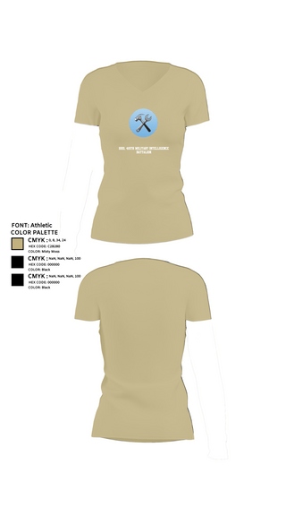 Womens Short Sleeve Vneck Shirt, HHD, 415th Military Intelligence Battalion, National Guard, Teamtime, Team time, sublimation, custom sports apparel, team uniforms, spirit wear, spiritwear, sports uniforms, custom shirts, team store, custom team store, fundraiser sports, apparel fundraiser