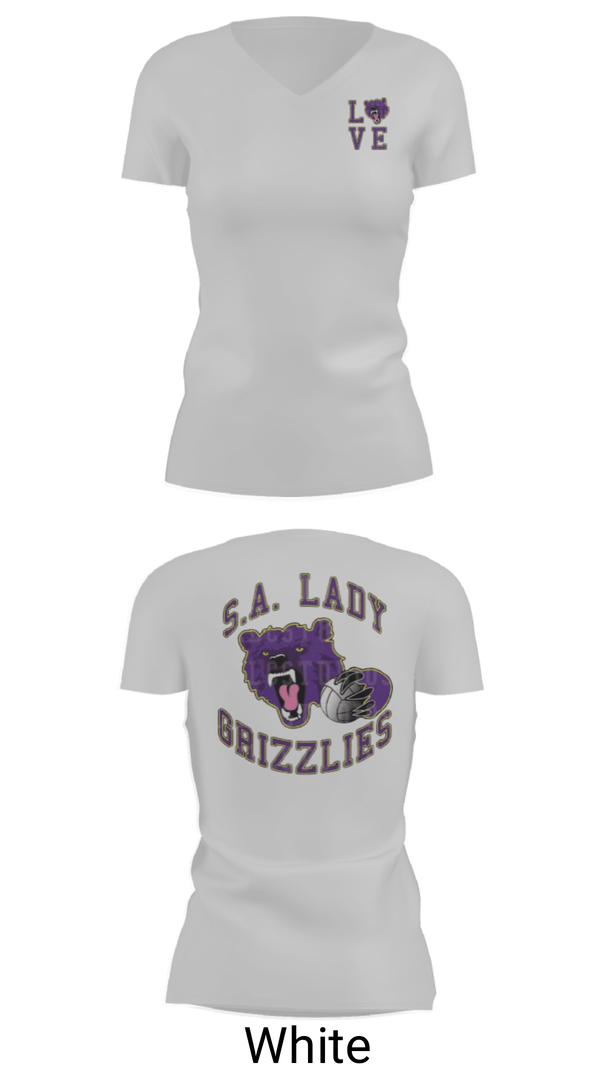 Women's Short Sleeve Vneck Shirt, SA LADY GRIZZLES, Women's Volleyball, Teamtime, Team time, sublimation, custom sports apparel, team uniforms, spirit wear, spiritwear, sports uniforms, custom shirts, team store, custom team store, fundraiser sports, apparel fundraiser