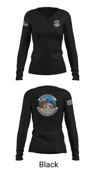 Womens Long Sleeve Vneck Shirt 1, Detachment 1, 3rd Combat Weather Sqd, Air Force, Teamtime, Team time, sublimation, custom sports apparel, team uniforms, spirit wear, spiritwear, sports uniforms, custom shirts, team store, custom team store, fundraiser sports, apparel fundraiser