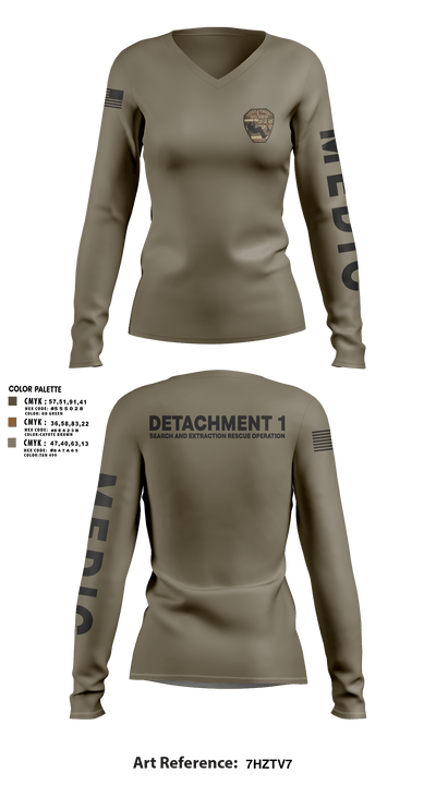 Detachment 1 27221981 Women's Long Sleeve V-neck Shirt - 9