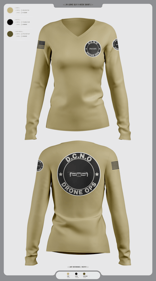Womens Long Sleeve Vneck Shirt, D.C.N.O, Marines, Teamtime, Team time, sublimation, custom sports apparel, team uniforms, spirit wear, spiritwear, sports uniforms, custom shirts, team store, custom team store, fundraiser sports, apparel fundraiser