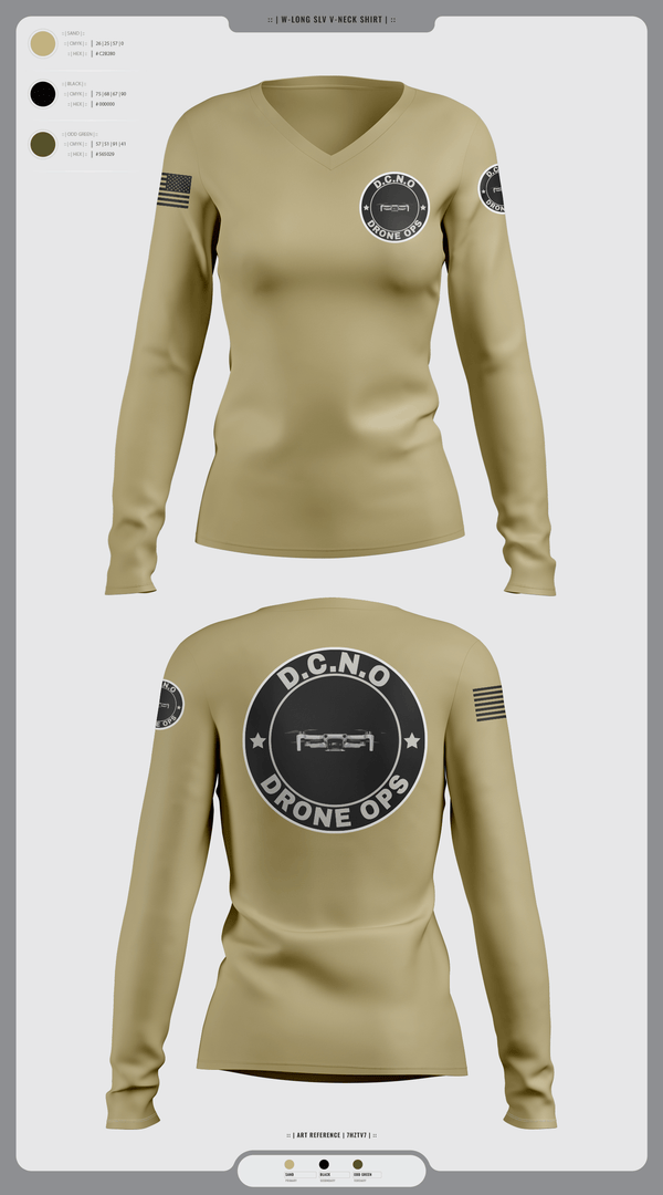 Womens Long Sleeve Vneck Shirt, D.C.N.O, Marines, Teamtime, Team time, sublimation, custom sports apparel, team uniforms, spirit wear, spiritwear, sports uniforms, custom shirts, team store, custom team store, fundraiser sports, apparel fundraiser