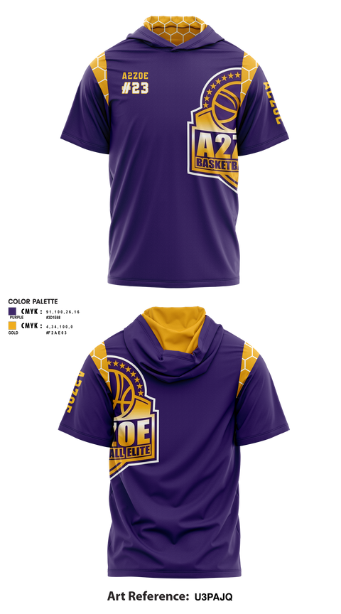 Short Sleeve Performance Shirt with hood, A2Zoe Basketball, Men's Basketball, Teamtime, Team time, sublimation, custom sports apparel, team uniforms, spirit wear, spiritwear, sports uniforms, custom shirts, team store, custom team store, fundraiser sports, apparel fundraiser