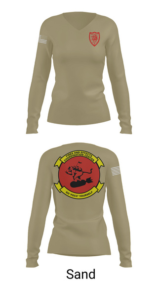 Womens Long Sleeve Vneck Shirt, III MEF, Marines, Teamtime, Team time, sublimation, custom sports apparel, team uniforms, spirit wear, spiritwear, sports uniforms, custom shirts, team store, custom team store, fundraiser sports, apparel fundraiser