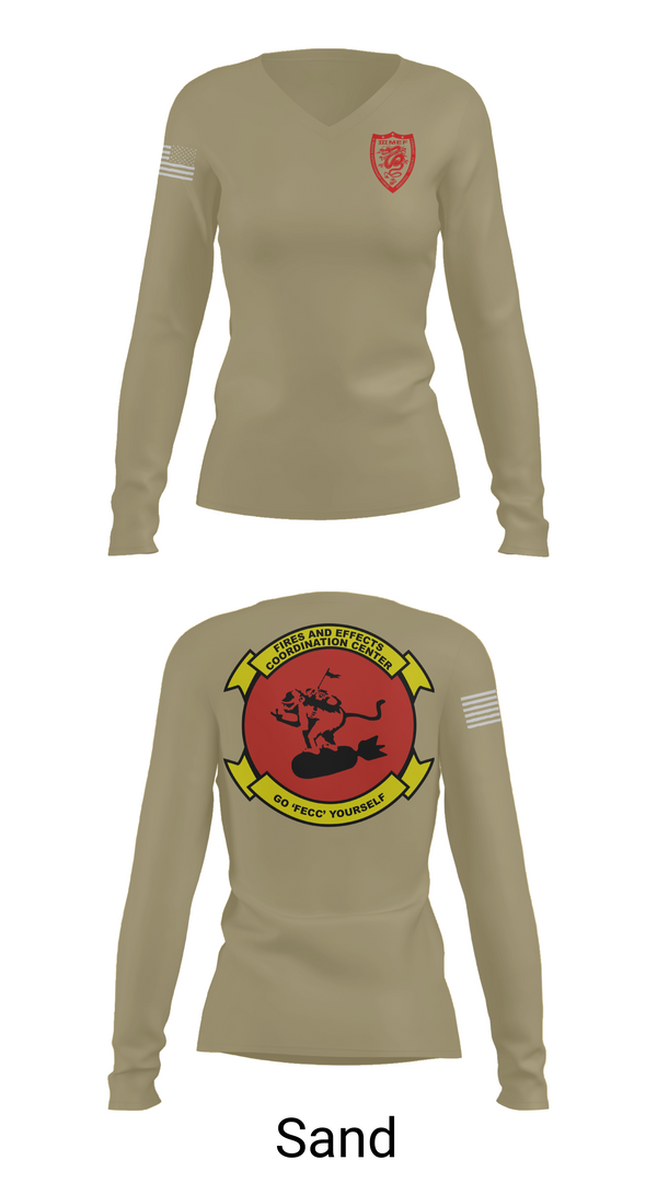 Womens Long Sleeve Vneck Shirt, III MEF, Marines, Teamtime, Team time, sublimation, custom sports apparel, team uniforms, spirit wear, spiritwear, sports uniforms, custom shirts, team store, custom team store, fundraiser sports, apparel fundraiser