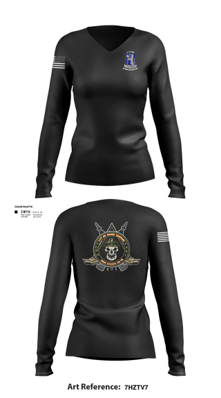 Womens Long Sleeve Vneck Shirt, 1-77 AR A Co., Army, Teamtime, Team time, sublimation, custom sports apparel, team uniforms, spirit wear, spiritwear, sports uniforms, custom shirts, team store, custom team store, fundraiser sports, apparel fundraiser