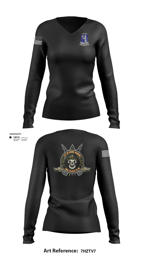 Womens Long Sleeve Vneck Shirt, 1-77 AR A Co., Army, Teamtime, Team time, sublimation, custom sports apparel, team uniforms, spirit wear, spiritwear, sports uniforms, custom shirts, team store, custom team store, fundraiser sports, apparel fundraiser